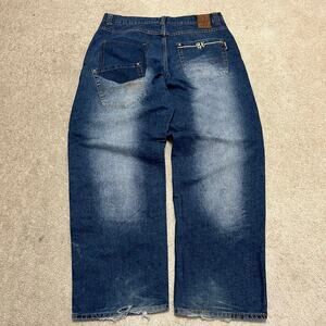 Brooklyn Express Y2K Baggy Skater Acid Washed Faded Jeans 36Wx32L